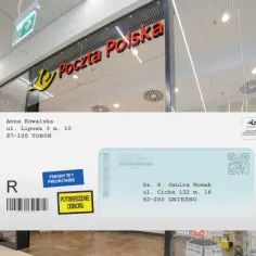 List z naklejonym znaczkiem Poczty Polskiej, potwierdzeniem odbioru i priorytetem.
