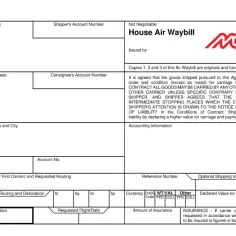 Formularz przewozowy House Air Waybill. Magemar Logistics to nadawca.