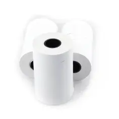 Trzy rolki papieru do drukarki fiskalnej. Druk termiczny to technologia, która pozwala na szybkie wydruki paragonów.