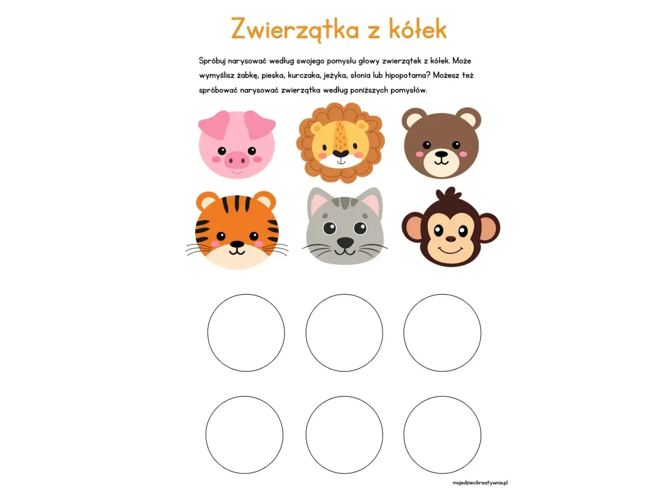 Zwierzątka z kółek: pomysły na rysowanie świńki, lwa, misia, tygrysa, kota i małpki. Dzień kropki inspiruje do tworzenia!