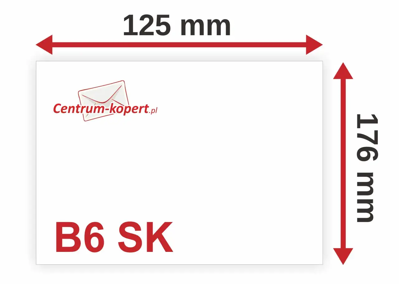 Koperta B6 o wymiarach 125x176 mm. Idealna do wysyłki dokumentów.